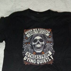 Black Graphic Tee with Skull Design